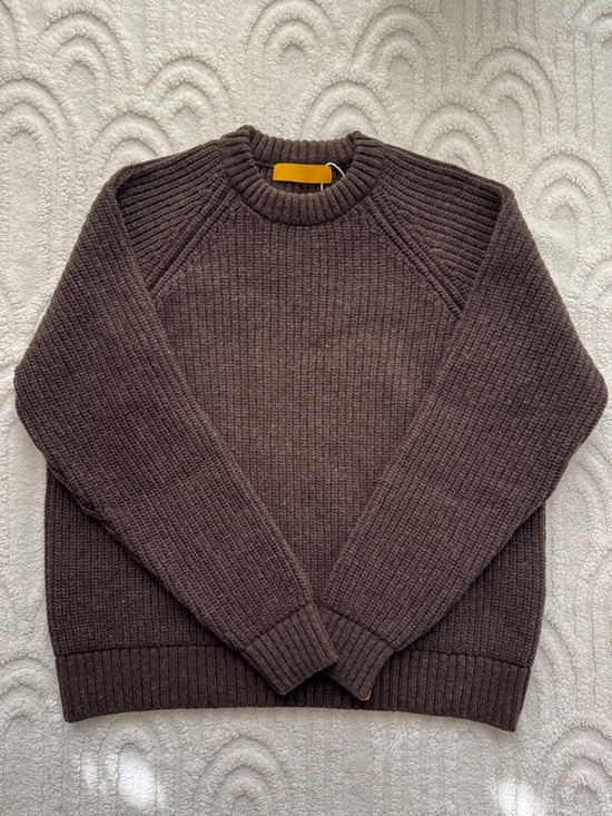 Yellow The Label Sweaters - Unisex Crewneck Ribbed Sweater in Dark Brown